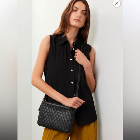 Madewell The Puff Crossbody Bag True Black Woven Leather - Picture 8 of 10